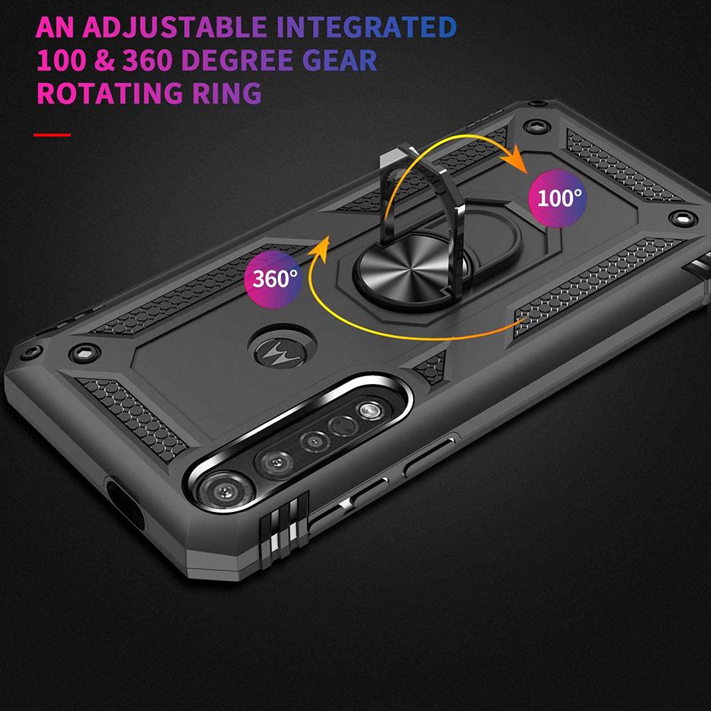 Protectores para celular  para Motorola  Moto G8 Plus Funda reforzada con anillo v2 Negro